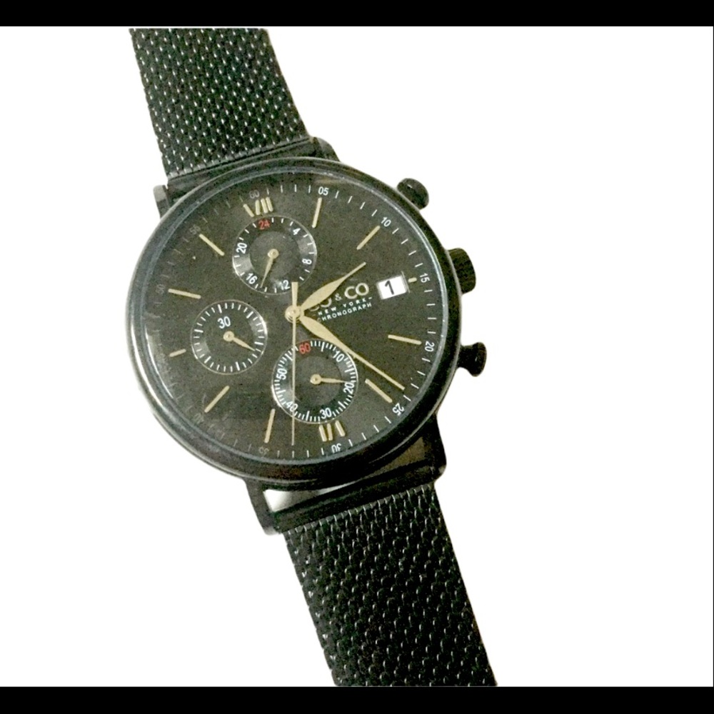 SO & CO Black Mesh Watch Mens